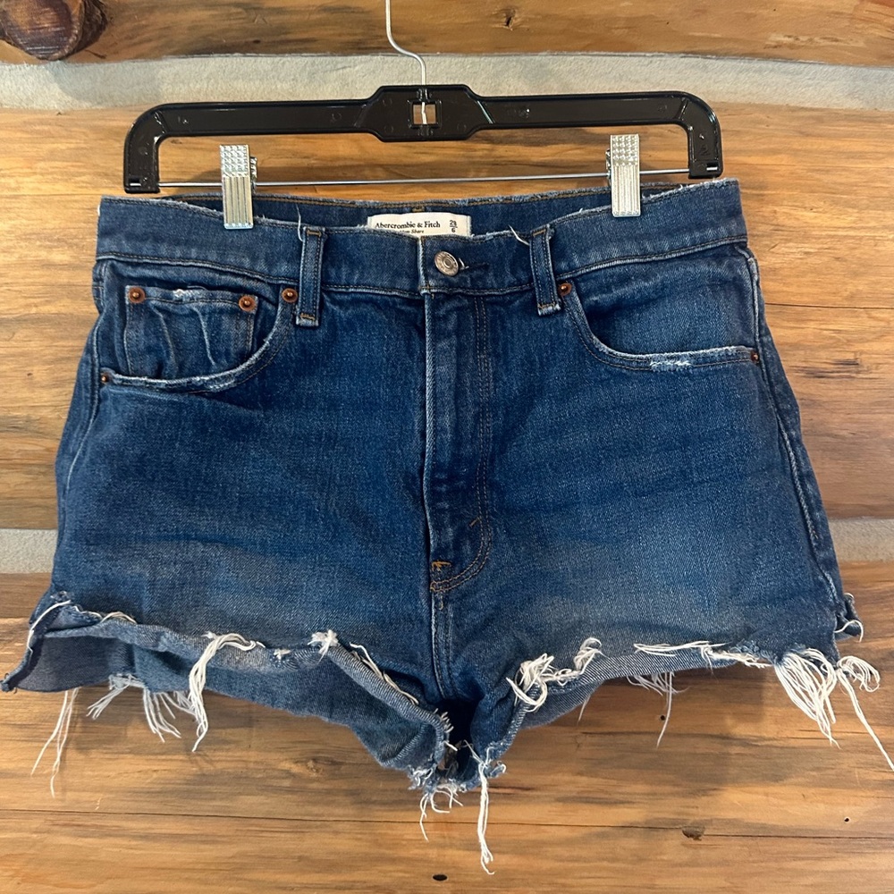 Abercrombie & Fitch The Mom Short High Rise Distressed Jean Shorts